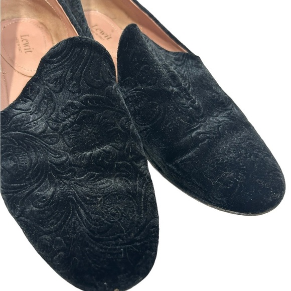 Lewit Loafers | black velvet embossed flat shoes | size 37 Italian made in Italy - Picture 12 of 13